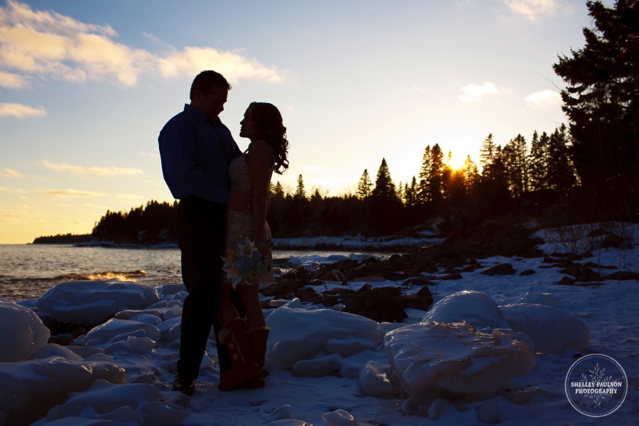  a wedding on the north shore of Lake Superior in the winter outdoors